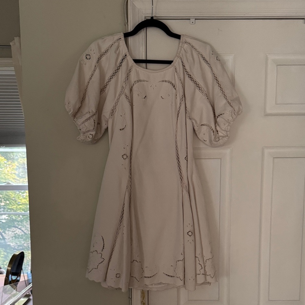 Free People Cream Dress with Puff Sleeves - Picture 2 of 3